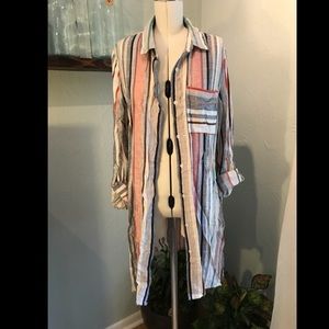 Stripped linen bottom down tunic